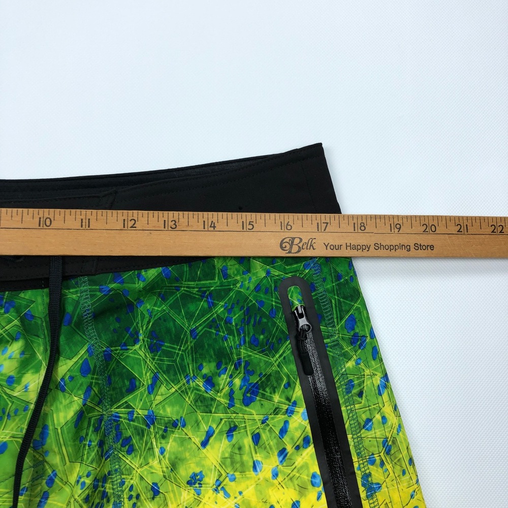 Pelagic Hydro-Lite Pro Board Shorts Mens 34 Green Yellow Dorado Fishing 10989-00 - Picture 5 of 8
